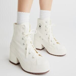 Converse Women's White Lace-Up Platform Boots